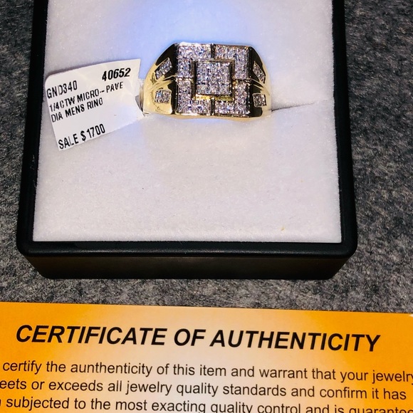 10k solid gold real diamond men ring free appraisal not plated no fake stones - Picture 8 of 8